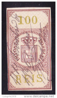 1873 - IMPOSTO DO SELO - 100 REIS - MARGEM CURTA - Oblitérés