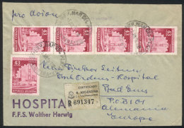 GJ.1314A, 2 Pairs And 1 Single On A Registered Cover Sent From Mar Del Plata To Germany On 5/JUN/66, VF! - Sonstige & Ohne Zuordnung