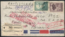 GJ.1135 + 1143, On A Registered Cover Sent To Porto Alegre On 3/MAR/65 And Returned To Sender, With Arrival... - Sonstige & Ohne Zuordnung