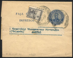 San Martín With Oval 1c. Blue Wrapper, Uprated With 2c. (GJ.219), Sent To Almelo (Netherlands), With Arrival... - Sonstige & Ohne Zuordnung