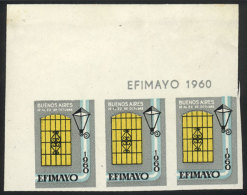 EFIMAYO 1960, Imperforate Strip Of 3, With Sheet Margin, Mint, VF! - Sonstige & Ohne Zuordnung