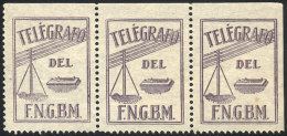Seal Of The Telegraph Of F.N.G.B.M., Strip Of 3, Mint No Gum, VF! - Telegraphenmarken