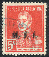 GJ.412a, 5c. San Martín W/o Period, With Double (one Light) M.J.I. Overprint, Used, VF! Catalog Value US$5. - Dienstmarken