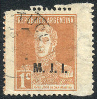 GJ.409, 1c. San Martín W/o Period, With M.J.I. Overprint, Very Wide Example, Used, VF! - Dienstmarken