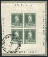 GJ.HB 1, Cut Out Block Of 4 On Fragment Used At The Exposition. Catalog Value US$40. - Blocks & Kleinbögen