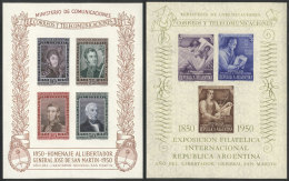 GJ.HB 13 And 14, Souvenir Sheets Of San Martín 1950 And E.F.I.R.A, Mint Lightly Hinged. Catalog Value US$9. - Blocks & Kleinbögen