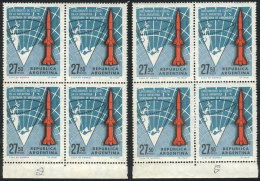 GJ.1349, 2 Marginal Blocks Of 4 With Different Watermark Positions, MNH, Very Fine! - Luftpost
