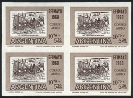 GJ.1185, Proof On Paper With Round Sun Wmk (O), Block Of 4 In Gray-dun, Mint With Gum, 3 Examples MNH And 1 Lightly... - Luftpost