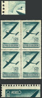 GJ.848 + 848a + 848b, Block Of 4, 2 Examples With Varieties: Telegraph Lines And Spot Over The Cabin, Mint No Gum,... - Luftpost