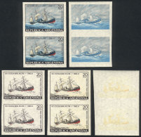 GJ.1424P + 1424, Imperforate Pairs, The Issued Stamp And Proofs In: A) Blue, Gray And Yellow, B) Black And Red, C)... - Sonstige & Ohne Zuordnung