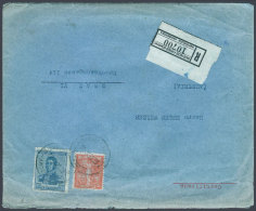 GJ.541 + 555, 5c. Panamerican Postal Congress And 12c. San Martín 1917, RA In Sun Wmk, On A Registered Cover... - Sonstige & Ohne Zuordnung