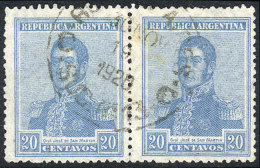 GJ.519, 20c. San Martín 1917, Fiscal Sun Wmk, Used Pair, VF! Catalog Value US$3. - Sonstige & Ohne Zuordnung