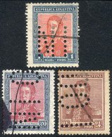 GJ.416 + 419O + 422O, Values Of 24 C., 1$ And 20 $, With Punch Cancel INUTILIZADO, The 24c. Stained. Catalog Value... - Sonstige & Ohne Zuordnung