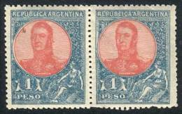 GJ.299, 1$ San Martín In Oval, Pair, Mint Original Gum, Minor Faults. Catalog Value US$40 - Sonstige & Ohne Zuordnung