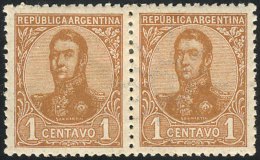GJ.276b, 1c. San Martín In Oval, Pair With And Without Watermark, Mint Lightly Hinged. Catalog Value US$8. - Sonstige & Ohne Zuordnung