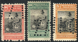 GJ.236O/238O, Seated Liberty, 5 To 20$, Used Punched INUTILIZADO, VF! Catalog Value US$9. - Sonstige & Ohne Zuordnung