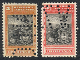 GJ.236O + 238O, 5 And 20$ With "INUTILIZADO" Perforations. Catalog Value US$6. - Sonstige & Ohne Zuordnung