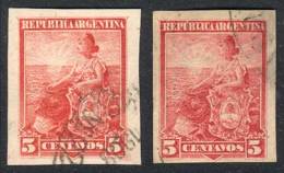 GJ.222P, 5c. Liberty Seated, 2 Imperforate Singles, Used. - Sonstige & Ohne Zuordnung