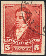 GJ.178P, 5c. Rivadavia, Large Sun Wmk, Imperforate Single, Used, VF! Catalog Value (mint Pair) US$120. - Sonstige & Ohne Zuordnung