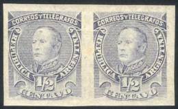GJ.97AP, ½c. Urquiza, Imperforate Pair, Mint Lightly Hinged, Stain Point. Catalog Value US$60 - Sonstige & Ohne Zuordnung
