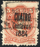 GJ.76, Cuatro Centavos On 5c. Rivadavia (crossed Lines), Used, Minor Defect. Catalog Value US$8. - Sonstige & Ohne Zuordnung