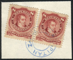 GJ.54B, 2 Examples With Double Circle Datestamp Of CAPITAN ZAPIOLA (B.A.) In Blue (reconstructed), VF! - Sonstige & Ohne Zuordnung