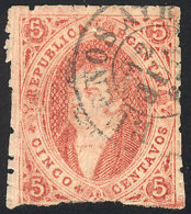 GJ.28Ac, 5c. 6th Printing Perforated, Orangish Dun-red, Ribbed Paper, With Double Circle Datestamp Of Buenos Aires,... - Gebraucht