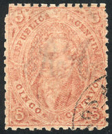 GJ.25j, 5 C. 4th Printing, Mulatto, Rose, With Double Circle Datestamp Of Buenos Aires, Minor Defects, VF! - Gebraucht