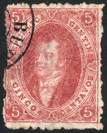 GJ.25, 5 C. 4th Printing, Red Rose, With Double Circle Cancel Of Buenos Aires, Minor Defects, Good Appeal. - Gebraucht