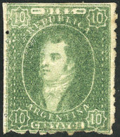 GJ.23, 10c. Green, Worn Impression Partially Dry, Thick Paper, Mint Without Gum, 2 Straight Edges (separated With... - Ungebraucht