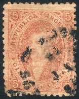 GJ.20d, 5 C. 3rd Printing, Semi-clear Impression, Coffee Color, Dirty Plate, With Rimless Datestamp Of Buenos Aires... - Gebraucht