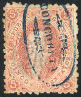 GJ.19, 5 C. 1st Or 2nd Printing Perforated, Semi-clear Impression, Brick Rose, With Decorated Ellipse CONCORDIA... - Gebraucht