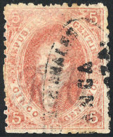 GJ.19, 5 C. 1st Or 2nd Printing Perforated, Brick Rose, Dry Impression, With Ellipse Cancel Of "Correo Nacional De... - Gebraucht