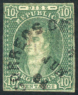 GJ.17, 10 C. Imperforate With Watermark, Very Clear Impression (as The London Proofs), Rimless Datestamp Of... - Gebraucht