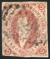 GJ.16, 5 C. 1st Printing Imperforate With Watermark, Clear Impression, Brick Red, With Dotted Lozenge Cancel Of... - Gebraucht