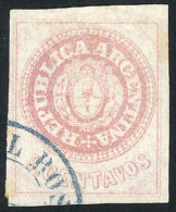 GJ.14, 5 C. Without Accent, Worn Plate, Light Rose, With Double Circle Datestamp Of ROSARIO In Blue, VF! - Gebraucht