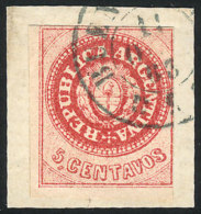 GJ.12A, 5 C. Without Accent, Semi-worn Plate, Red, Tied On Fragment By Double Circle Datestamp Of BUENOS AIRES In... - Gebraucht