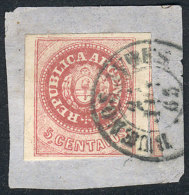 GJ.12, 5c. Without Accent, Early Stage Of A Worn Plate, Dark Rose, On Fragment Tied By Buenos Aires 21/JUN/63... - Gebraucht