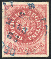 GJ.10B, 5 C. Without Accent, Carminish Rose, With Rimless Circular Datestamp Of CONCEPCION DEL URUGUAY In Blue,... - Gebraucht