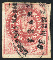 GJ.10, 5 C. Without Accent, Carminish Rose, With Ellipse Cancel Of "Correo Nacional De Mendoza - Franca" In Black,... - Gebraucht