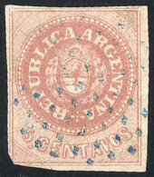 GJ.10, 5 C. Without Accent, Dull Rose, With Dotted Cancel Of Santa Fe In Blue, Minor Defect. - Gebraucht