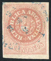 GJ.7A, 5 C. With Accent Over The U, Salmon Rose, With Rimless Circular Datestamp Of CONCEPCION DEL URUGUAY In Blue,... - Gebraucht