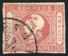 GJ.19, 1$ Red, With Double Circle Datestamp Of Buenos Aires, One Margin Just. - Buenos Aires (1858-1864)