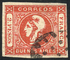 GJ.18, 2$ Red, With Dotted Ellipse Cancel Of Buenos Aires. - Buenos Aires (1858-1864)