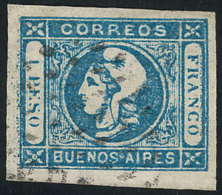 GJ.17, 1$ Blue, Worn Impression, With Dotted Ellipse Cancel Of Buenos Aires, VF! - Buenos Aires (1858-1864)