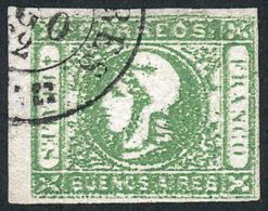 GJ.16, 4R. Green, Worn Impression, With Double Circle Datestamp Of Buenos Aires AU/62, Fine Quality. - Buenos Aires (1858-1864)