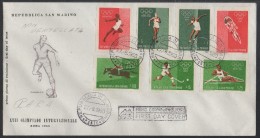 SAINT MARIN - SAN MARINO - JEUX OLYMPIQUES / 1960 NON DENTELES SUR ENVELOPPE FDC / (ref 6936) - Lettres & Documents