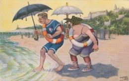 BAIGNEUSE Et BAIGNEUR Sur PLAGE / BATHING MAN And WOMAN - ILLUSTRATION / CARICATURE : ARTHUR THIELE ~ 1930 (u-109) - Thiele, Arthur