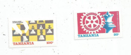 Timbre , TANZANIA , TANZANIE , Jeu D'échec , Rotary International , LOT DE 2 TIMBRES - Tansania (1964-...)