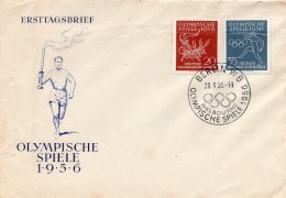 Allemagne -République Démocratique-1956-Jeux Olympiques De Melbourne (Yvert N°267/268) Env. Légèrement Froissée à Gauche - Other & Unclassified